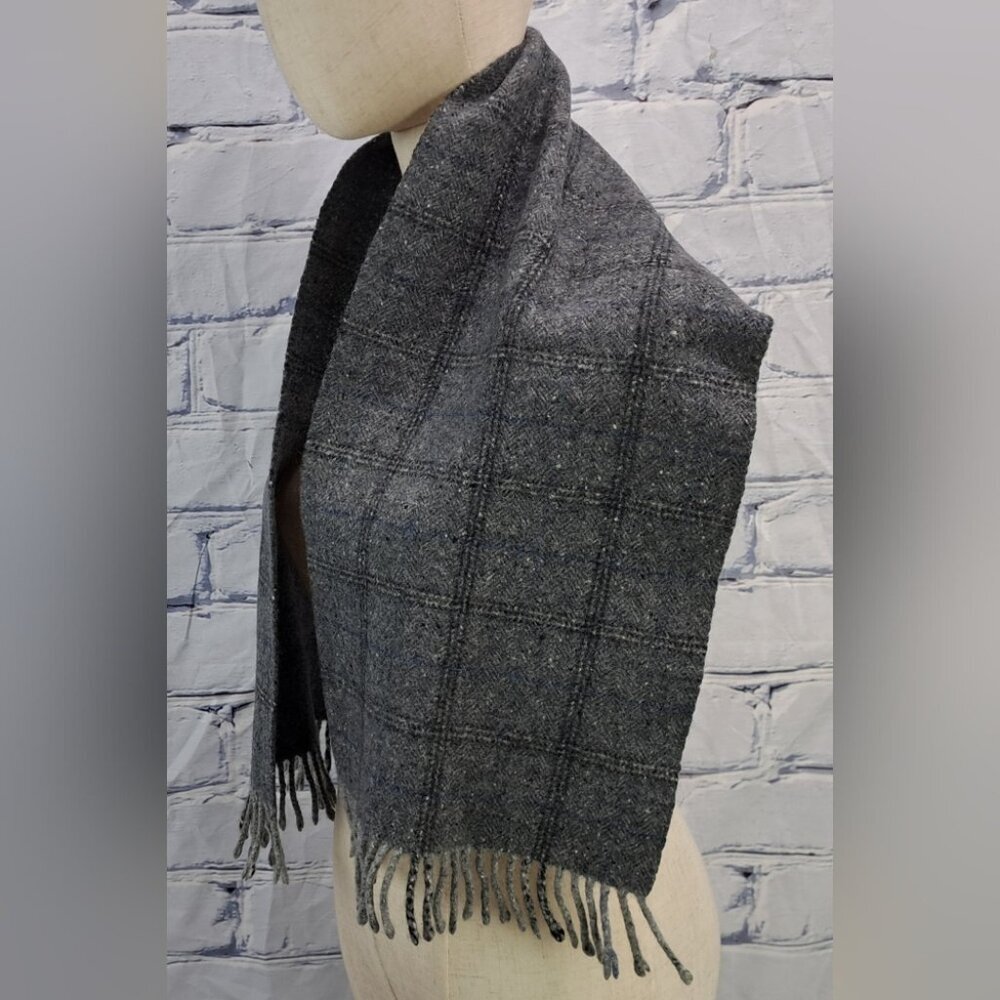 Burberry Vintage Scarf Check Speckled Gray 100% Cashmere England Y2K 42" x 11" - Picture 6 of 11